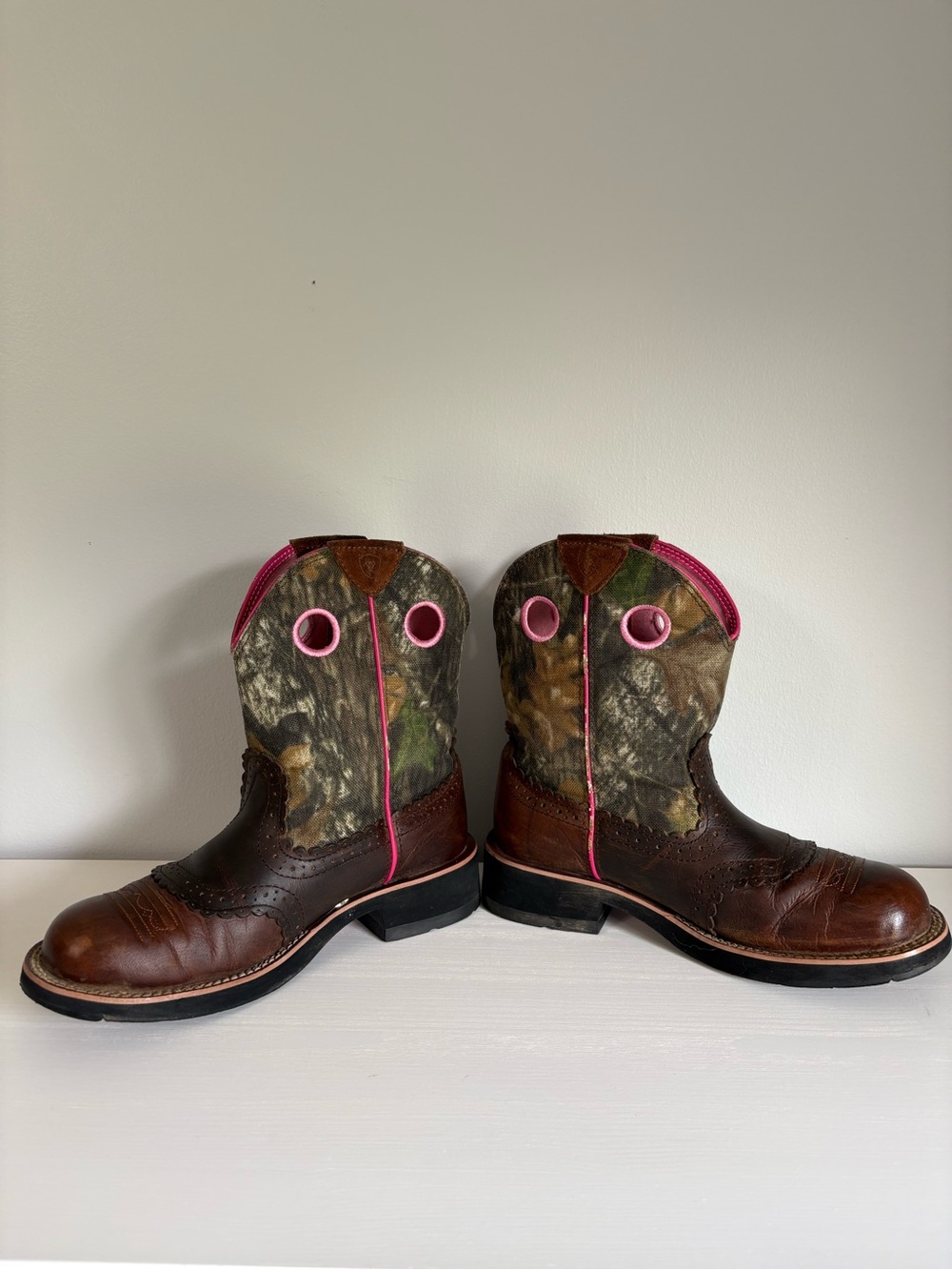 Ariat Fatbaby Cowgirl Camo Pink Western Boots 7.5B - Picture 3 of 12